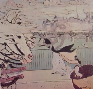 Louis Anquetin: Ponte nuovo a Parigi (anno 1889 olio su tela, cm. 118 x 125, Galleria del Levante, Monaco.